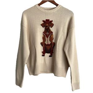 Anthropologie Porridge Western Jolene Dog Cowboy Pullover Sweater Size S